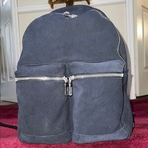 Zara Man Navy Suede & Leather Backpack